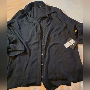 by & by Elegant Black Sheer Blouse